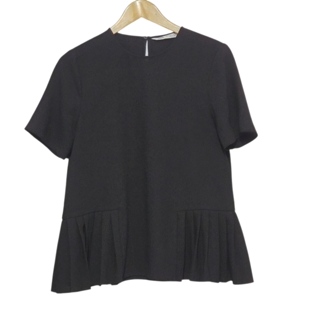 Zara Elegant Black Pleated Women's Top Womens Size Small